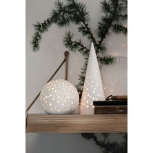 Ekru Seramik Ay Işığı Top ve Konik Dekoratif Şık Mumluk