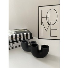 Şamdanlık Takımı, Siyah-Antrasit, 2'li Set, Modern ve Şık Dekorasyon Parçası