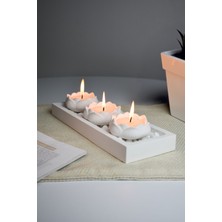 3'lü Taşlı Gül Mumluk Seti, Şık ve Zarif Dekoratif Aksesuar