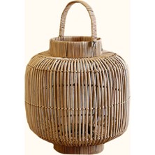 El Yapımı Rattan Dekoratif Mumluk 28X30X38, Şık ve Doğal Tasarım