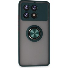 Newface Xiaomi Poco X6 Pro Kılıf Montreal Yüzüklü Silikon Kapak - Yeşil Drstr