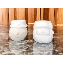Boyanabilir Ham Obje Tealight Mumluk Kardan Adam ve Noel Baba, Beyaz, Dekoratif ve Eğlenceli