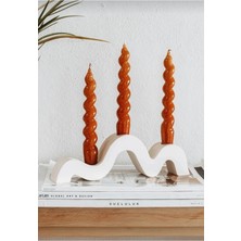 Beyaz Modern Beton Tasarım El Yapımı Dekoratif Şamdan, Şık ve Şeffaf Mumluk