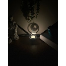 Yıldızlı Katlanabilir Silüet Dekoratif Mumluk, Gri, Şık ve Kullanışlı Tasarım