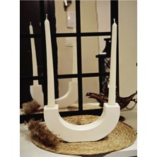 Şamdan Mumluk U Şekli Beyaz 10X21CM, Dekoratif, Mumlar Dahil Değil