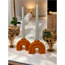 El Yapımı Modern ve Şık Turuncu Seramik Mumluk, Zarif ve Minimalist Tasarım