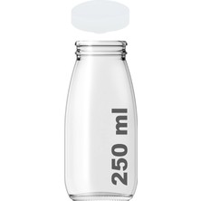 250 ml Şeffaf Süt, Ayran, Limonata, Meşrubat Şişesi 250 cc Plastik Kapaklı Boş Cam Şişe 6 Adet