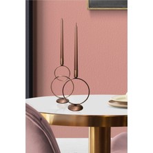 Ikili Bronz Kardan Adam Şamdan, Dekoratif ve Şık Hediye, 28 Cm, Paslanmaz Demir