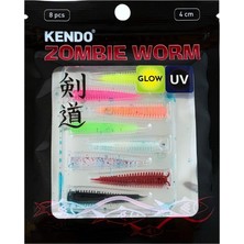 Kendo Zombie Worm Mix Color Lrf Silikonu 4cm 8 Adet Yaban Mersini Kokulu Iğnesiz