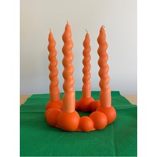 Turuncu 4'lü Beton Şamdan, Şık ve Modern Dekoratif Aksesuar