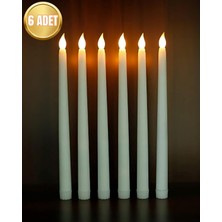 6'lı LED Şamdan Mum Dekor, Sarı, Büyük Boy, Efektli, Şık ve Parlak Aydınlatma