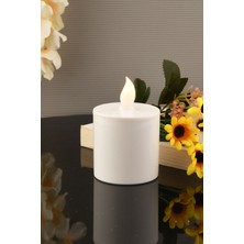 Pilli LED Silindir Mum, 6 Cm, Beyaz, Güçlü ve Şık Dekorasyon Unsuru