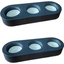2'li 6 Hazneli Siyah Tealight Mumluk Şamdan, Şık ve Kullanışlı Dekoratif Ürün