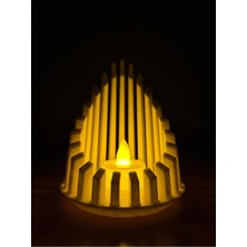 Işıklandırmalı Dekoratif Mumluk, LED Tealight, Granit Beyaz, Şık ve Şık Tasarım