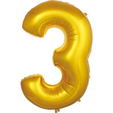 Altın Folyo Balon 3 Rakamı 76CM, Parlak ve Şık Doğum Günü Süslemesi