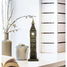 Bakır Metal Big Ben Masa Saati, Retro Vintage Dekor ve Hediyelik Süs Eşyası