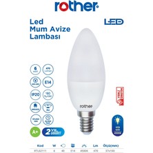 ROTHER RTL02111 Rother LED Mum Avize Ampul 6W E14 470 Lümen 4000K Gün Işığı - Enerji Tasarruflu Ampul