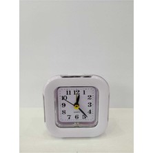 Beyaz Kare Nostaljik Dekoratif Çalar Işıklı Masa Saati