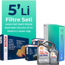 Bosch Ford Connect 1.5 Dizel Filtre Bakım Seti Shell Motor Yağlı (2013-2019) 5 Li