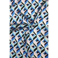 Geometrik Desenli Dijital Baskılı Şifon Saten Kumaş / En 1,50 cm - Elbise , Perde ve Kırlent