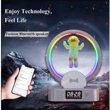 Çok Fonksiyonlu Kablosuz Şarj Standı, Çalar Saat, Hoparlör, Rgb, Siyah