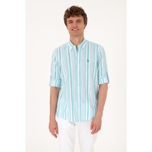 U.s. Polo Assn. Erkek Aqua Gömlek Desenli 50306331-VR007