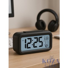 LCD Işıklı Sensörlü Dijital Masa Saati ve Termometreli Alarmlı Pil ile Kolay Zaman Yönetimi
