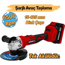Rodex Akülü Şarjlı Avuç Taşlama Spiral Makinesi 20 Volt 4.0 Mah 115 - 125 mm Disk Çapı Kömürsüz