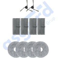 Dreame X40 MASTER-X40 ULTRA-L40 Ultra Uyumlu 2 Yan Fırça 4 Filtre 4 Mop