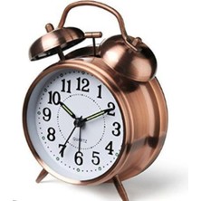 Işıklı ve Alarmlı Küçük Bakır Masa Saati, Şık ve Fonksiyonel Tasarım