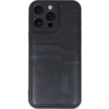 Newface Iphone 16 Pro Kılıf Sara Kartvizitli Deri Kılıf - Siyah Ynsmr