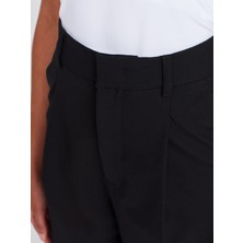 72128 Yüksek Bel Dökümlü Pantolon-Siyah