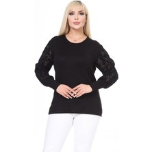 Siyah Esnek Büyük Beden Bluz 4D-2471