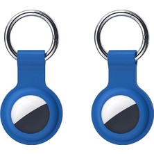Airtag Anahtarlıklı Silikon Kılıf A010 Darbeye Dayanıklı Kaybolmaya Karşı Tam Koruma Kolay Tak Çıkar Apple Airtag ile Uyumlu Koruyucu Anahtarlık Petrol Mavi 2'li Paket
