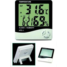 Beyaz Dijital Termometre Nem Ölçer Saat Masaüstü Kullanım Kolaylığı