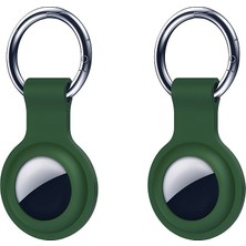 Airtag Anahtarlıklı Silikon Kılıf A010 Darbeye Dayanıklı Kaybolmaya Karşı Tam Koruma Kolay Tak Çıkar Apple Airtag ile Uyumlu Koruyucu Anahtarlık Haki 2'li Paket