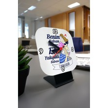 Baba Günü Temalı Şık Kare Masa Saati, Beyaz Renk, Özel Hediye Seçeneği