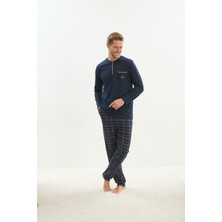 Erkek Büyük Beden Uzun Kol Lacivert Pijama Takım C9T3N5O9