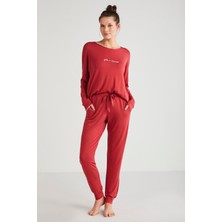 Kadın Uzun Kol Kırmızı Pijama Takım C9T0N6O2