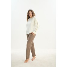 Kadın Uzun Kol Krem Pijama Takım C9T2N2O61