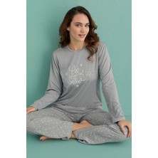 Kadın Uzun Kol Sandy Gri Pijama Takım C1T9N1O02-22