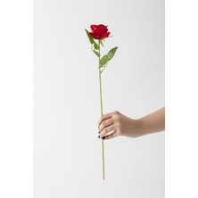 Yapay Kadife Gül Tek Dal Kırmızı 50 cm