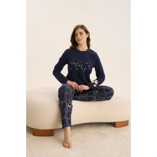 Kadın Uzun Kol Lacivert Pijama Takım C0T8N9O51