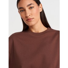 31894 Çift Görünümlü Oversize T-Shirt-Açık Kahve