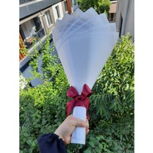 Buket Dünyası 30 Lu LED Işıklı Kenar Süslemeli Solmayan Gül Buketi Bordo Gül Dışı Beyaz
