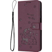 Mays Home1 Tecno Camon 40 4g Için Flip Case Pu Deri Deri Cüzdan Sevimli Kedi Kartı (Yurt Dışından)