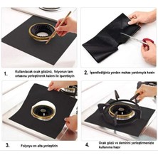 Ocak Koruyucu, Home Folyo Yanmaz Yapışmaz 4'lü Set Siyah Renk Perart Design