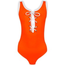 Look Me Askılı Kuşgözü Tasarım Sport  Turuncu 50UV Kız Çocuk Mayo By Nessi Byrd