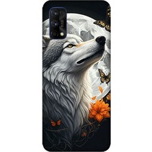 Realme 7 Pro Uyumlu Dolunayda Gururlu Kurt  Desenli Silikon Kılıf
