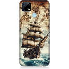Realme C25 Uyumlu Haritada Yelkenli Macera  Desenli Silikon Kılıf